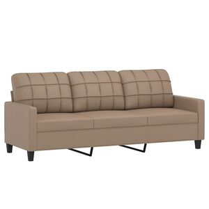 vidaXL Trosed kapučino barve 180 cm umetno usnje