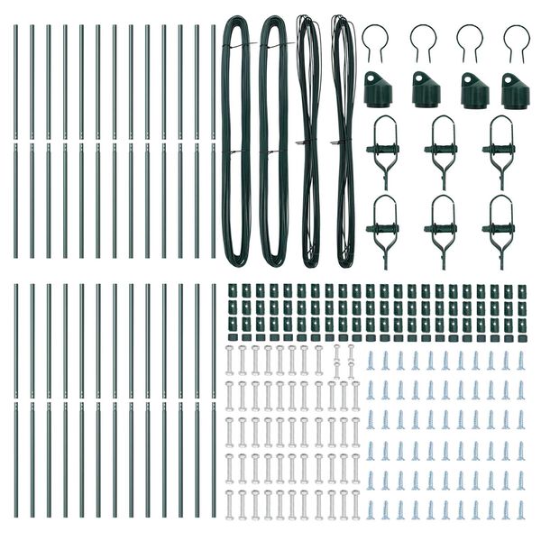 vidaXL Steber ograje. Drugo 26 pcs Zelena 3,2 x 3,2 x 210 cm Jeklo