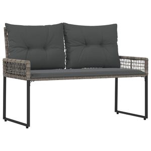 vidaXL Zunanja klop z blazino Siv 118 x 55 x 82 cm PE ratan in tkanina