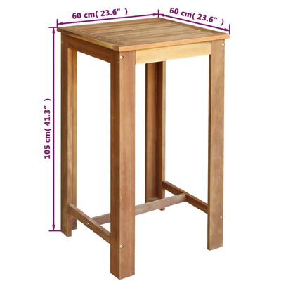 vidaXL Barska miza in stolčki 3-delni komplet trden akacijev les