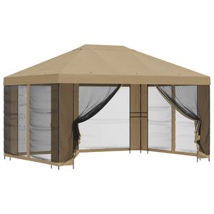 vidaXL Vrtni gazebo s stranskimi stenami 4 &times; 3 m Bež