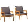 vidaXL Vrtni Stol z blazino 2 Kos Olje naravno 65 x 59,5 x 72 cm