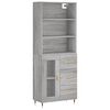 vidaXL Visoka komoda siva sonoma 69,5x34x180 cm inženirski les