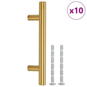vidaXL Ročaji za omarico 10 kosov zlati razdalja med luknjami 64 mm skupna dolžina 100 mm nerjaveče jeklo