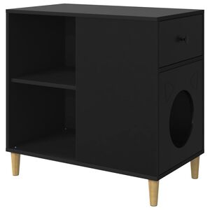 vidaXL Mačja hi&scaron;a Črna 72 x 42,5 x 70 cm Inženirski les