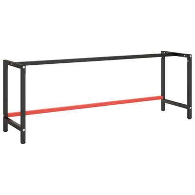 vidaXL Okvir za delovno mizo mat črn in mat rdeč 220x57x79 cm kovinski