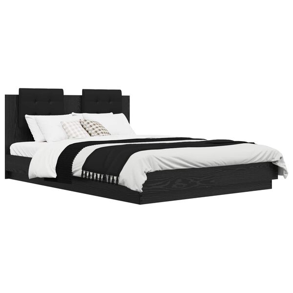 vidaXL Okvir postelje z naslonjalom z LED lučmi Star les 140 x 200 cm