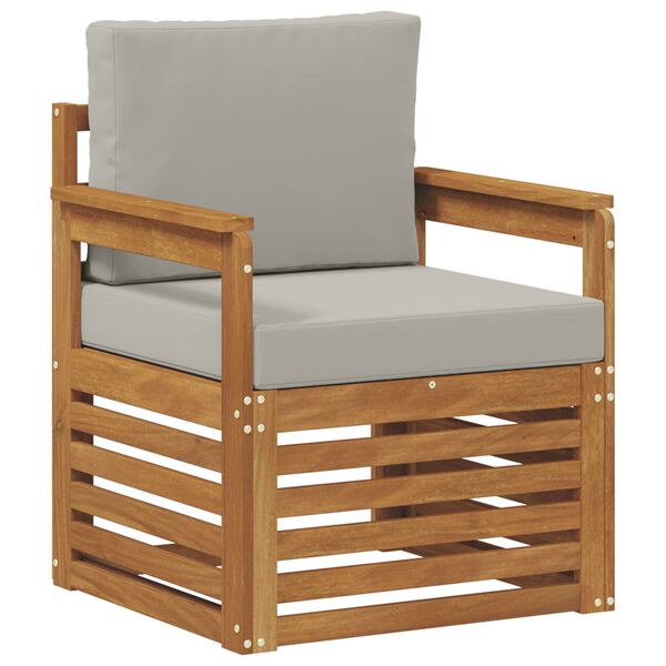 vidaXL Zunanja garnitura za sedenje z blazino Naravna 71 x 63 x 73 cm