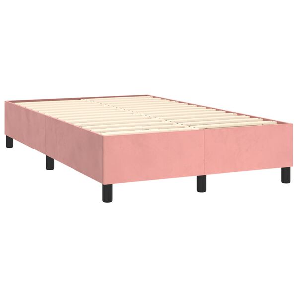 vidaXL Box spring postelja z vzmetnico roza 120x190 cm žamet