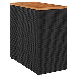 vidaXL Vrtna stranska mizica z leseno plo&scaron;čo črna 58x27,5x55 cm poli ratan