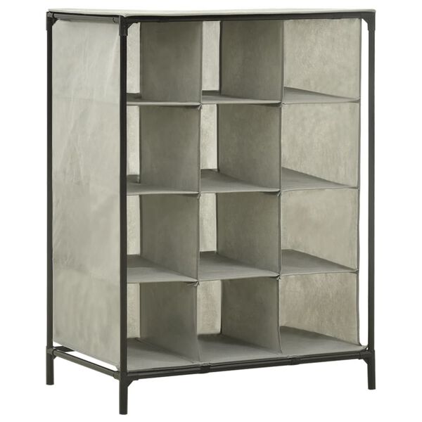 vidaXL Stojalo za čevlje 55x36x76 cm netkano blago in jeklo sivo