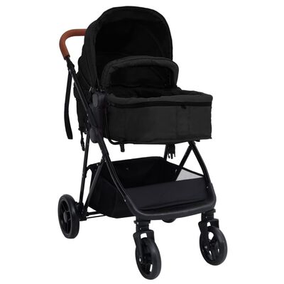 vidaXL Otroški voziček 3 v 1 antraciten in črn jeklen