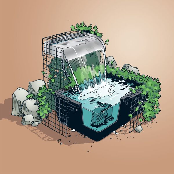 Ubbink Vodni slap LED Nevada 60 cm nerjaveče jeklo