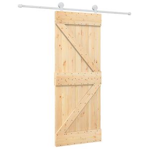 vidaXL Drsna vrata Naravna in bela 80 x 210 cm Trdna borovina