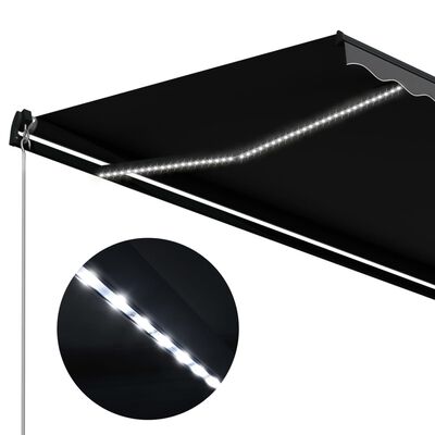 vidaXL Ročno zložljiva tenda z LED lučmi 500x300 cm antracitna