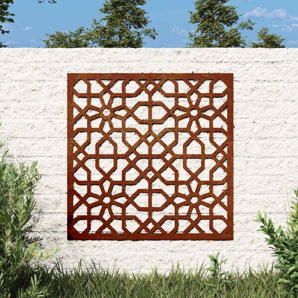 vidaXL Vrtna stenska dekoracija 55x55 cm corten jeklo mavra