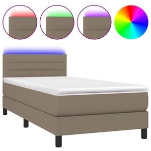vidaXL Box spring postelja z vzmetnico LED taupe 80x200 cm blago