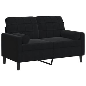 vidaXL Kavč dvosed z okrasnimi blazinami črn 120 cm žamet