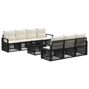 vidaXL Vrtna sedežna garnitura 8 kos Črna 55 x 55 x 37 cm poli ratan