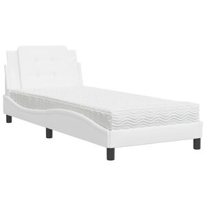 vidaXL Postelja z vzmetnico Zadar bela 80x200 cm umetno usnje