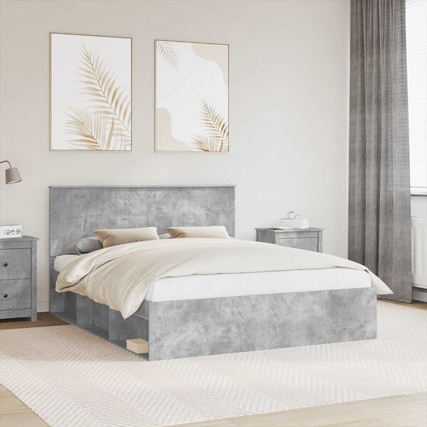 vidaXL Konstrukcija postelje Beton 160 x 200 cm Masivno borovo les