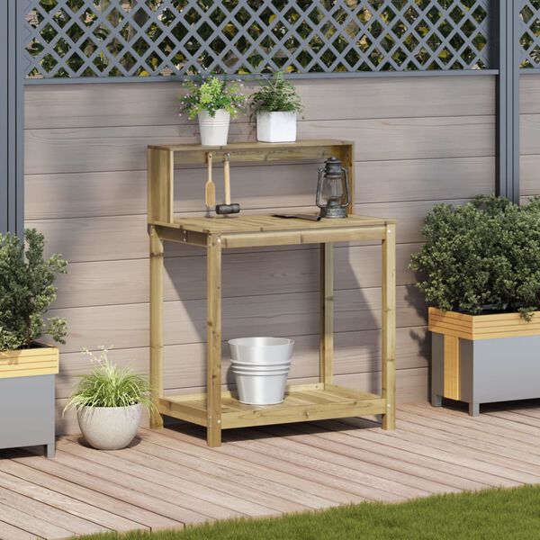 vidaXL Miza za sajenje s policami 82,5x50x109,5 cm impreg. borovina