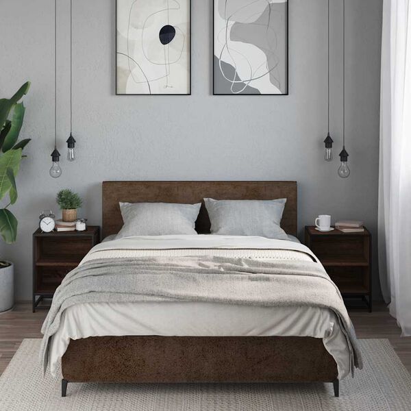 vidaXL Nočna omarica 2 kosa rjavi hrast 40x31x50 cm inž. les in kovina