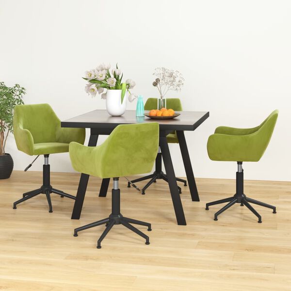 vidaXL Vrtljivi jedilni stoli 4 kosi svetlo zelen žamet