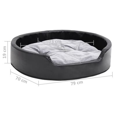 vidaXL Pasja postelja črna in siva 79x70x19 cm pliš in umetno usnje