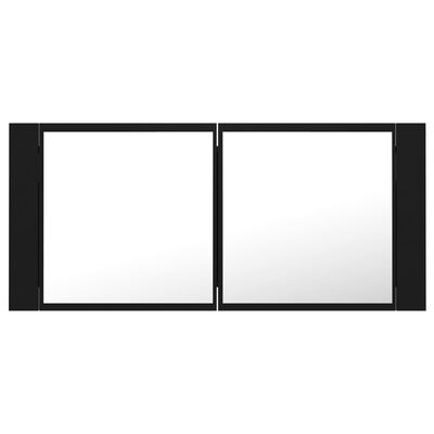 vidaXL LED kopalniška omarica z ogledalom črna 100x12x45 cm akril