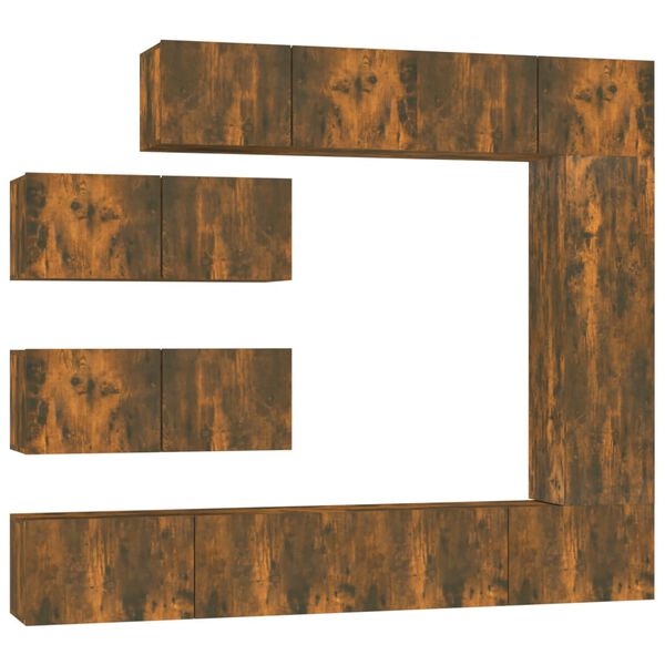 vidaXL Komplet TV omaric 7-delni dimljen hrast konstruiran les