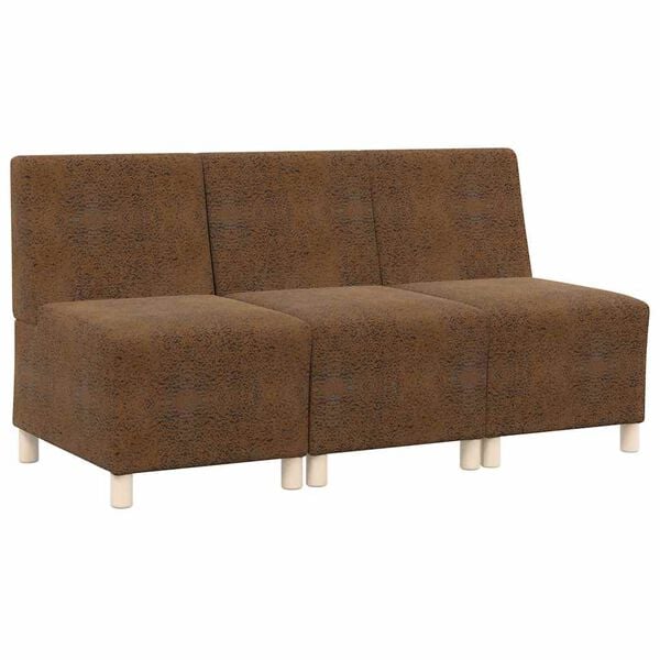 vidaXL Modularna sofa enota brez naslonov 3 pcs Rjava 55 x 74 x 82 cm
