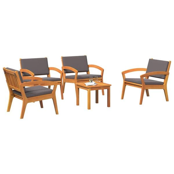 vidaXL Bistro komplet z blazino 5 pcs Rjava Poliester