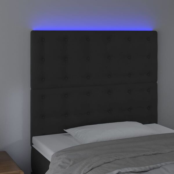 vidaXL LED posteljno vzglavje črno 80x5x118/128 cm žamet