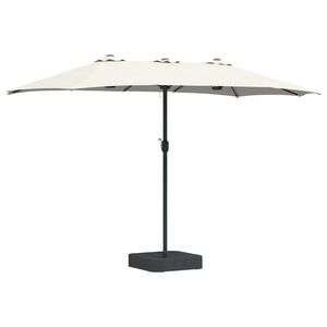 vidaXL Vrtni dežnik Pesek in antracit 385 x 209 x 244 cm Poliester