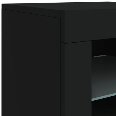 vidaXL Komoda z LED lučkami črna 181,5x37x67 cm