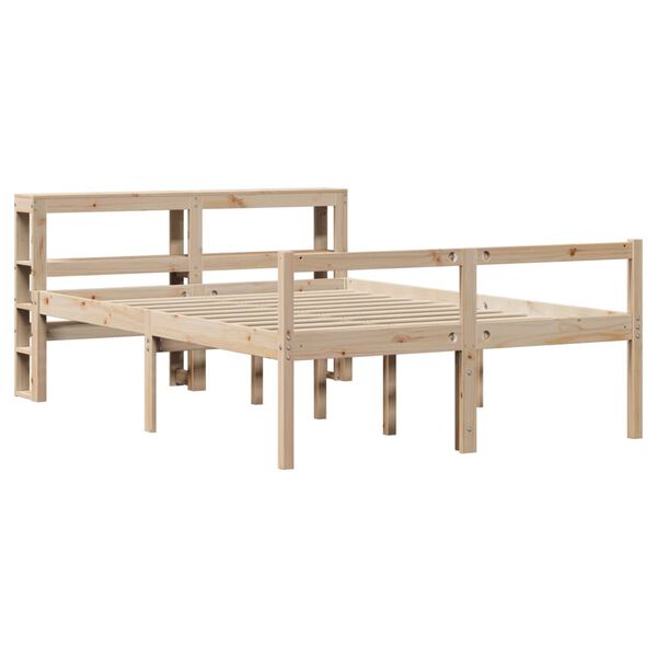 vidaXL Postelja za starej&scaron;e z vzglavjem 140x190 cm trdna borovina