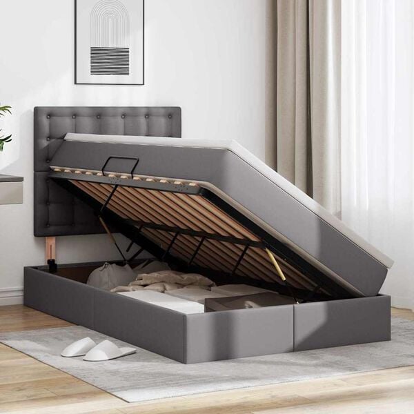 vidaXL Postelja z dodatnim prostorom za shranjevanje in LED osvetlitvijo