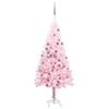 vidaXL Umetna osvetljena novoletna jelka z bunkicami roza 120 cm PVC