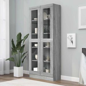 vidaXL Vitrina siva sonoma 82,5x30,5x185 cm konstruiran les