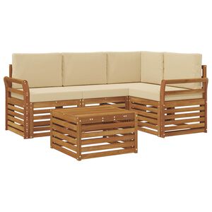 vidaXL Zunanja garnitura za sedenje z blazino 5 pcs Naravna in bež
