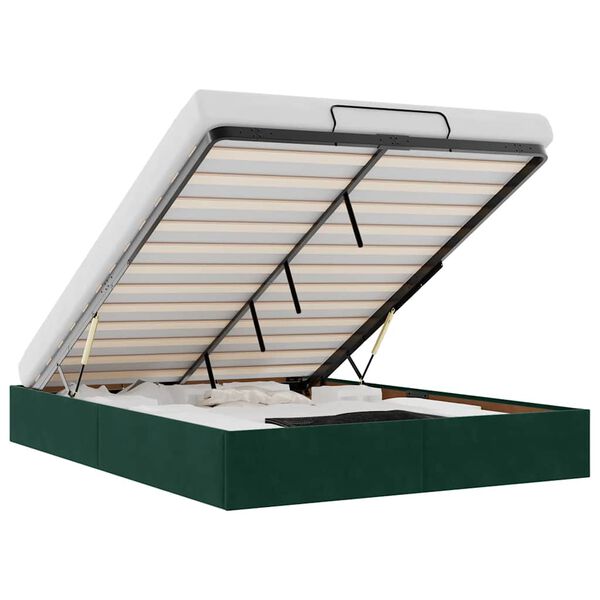 vidaXL Otomanski posteljni okvir brez vzmetnice Temno zelena 140x200cm