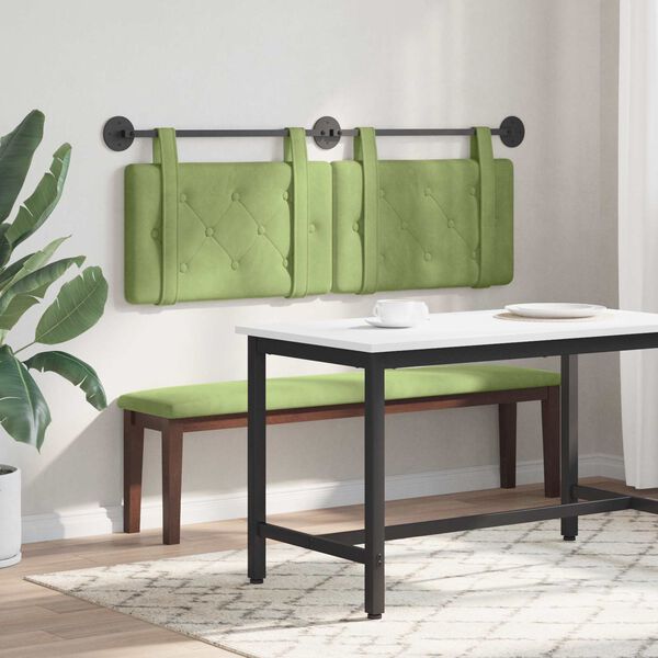 vidaXL Visoki naslon za glavo Svetlo zelena 130 x 55 x 5 cm Žamet