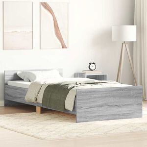 vidaXL Posteljni okvir siva sonoma 90x190 cm inženirski les