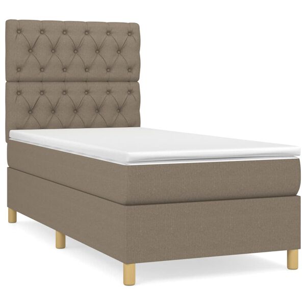 vidaXL Box spring postelja z vzmetnico taupe 80x200 cm blago