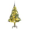 vidaXL Umetna novoletna jelka s 150 LED, bunkicami in snegom 150 cm
