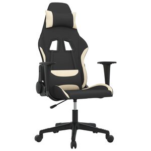 vidaXL Gaming stol črno in krem blago