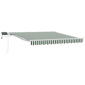 vidaXL Vlečna tenda Zelena in Bela 300 x 250 cm Tkanina in aluminij