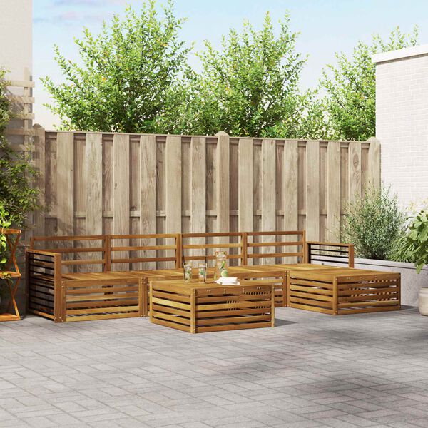 vidaXL Zunanja garnitura za sedenje 6 pcs Naravna