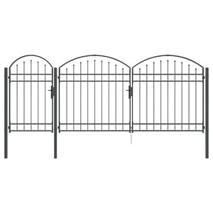 vidaXL Ograjna vrata z ukrivljenim vrhom ASSEN 400 x 100 cm Jeklo Siva